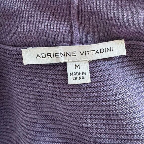 Adrienne Vitadini Purple Pullover Cowl Neck Sweater Size Medium Rib Knit Tunic - Picture 6 of 9